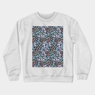 Botanicals and Dots - Hand Drawn Design - Pastel Blue, Mint, Purple, Red, and Dark Grey Crewneck Sweatshirt